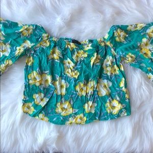 Teal Floral Crop Top